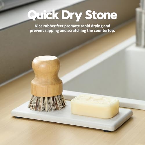2PCS 7"x3.5" Water Absorbing Bathroom Sink Vanity Trays, Diatomite Stone Quick Drying Mat for Kitchen Counter, Dish Rack Dispenser Sponge Holder Caddy Organizer, Beige, 7"x3.5" - color: 2 Pack - Beige, size: 7" x 3.5"
