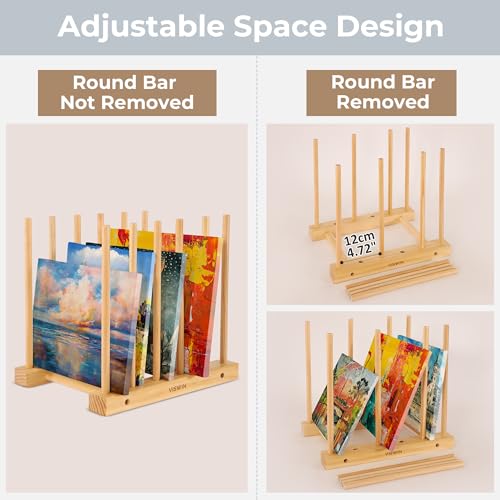VISWIN Tabletop Art Storage Rack - Wooden Drying & Display Rack with Adjustable Slots for Organizing Canvas, Prints, Artwork, Panels, and Posters - Ideal Organizer for Studios & Galleries (Pack of 2) - size: Desktop Art Rack (Pack of 2)