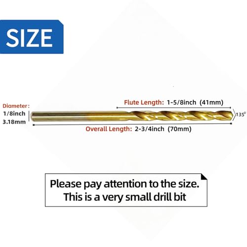 1/8" Mini Titanium Twist Drill Bit Set (20Pcs), HSS43 Fully Ground Micro Drill Bits for Wood, Metal,Plastic, Aluminum Alloy,Steels - style: 1/8" (20pcs)