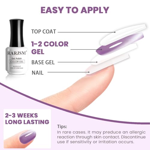 RARJSM Moonlight Mirror Cat Eye Gel Nail Polish Grape Purple Silver White - color: Ceramic Grape Purple