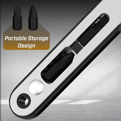 Bates- Mini Ratchet Wrench, 1/4" Magnetic 90 Degree Screwdriver, Black, Low Profile Right Angle Screwdriver for Tight Spaces - color: Black, size: 1 pcs