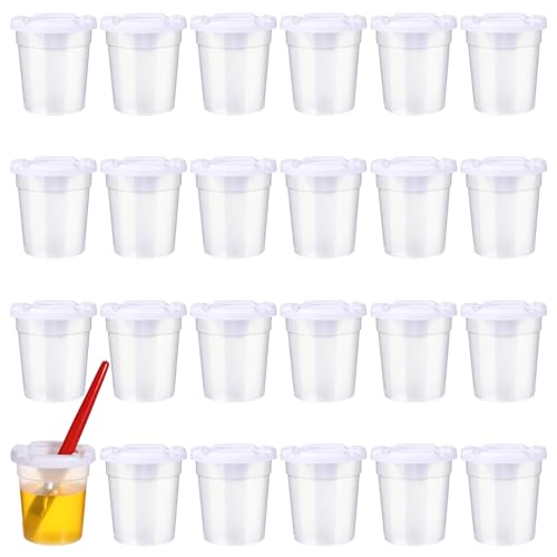 24 Packs No Spill Paint Cups with Lids Reusable Plastic Paint Water Cup for Painting, School, Classroom, Art Crafts Supplies