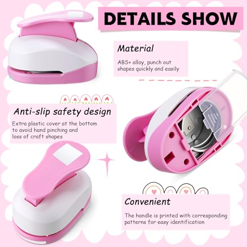 CHENGU 3 Pack Square Hole Punch 2"/1"/0.6", Pink - color: Pink, style: Square