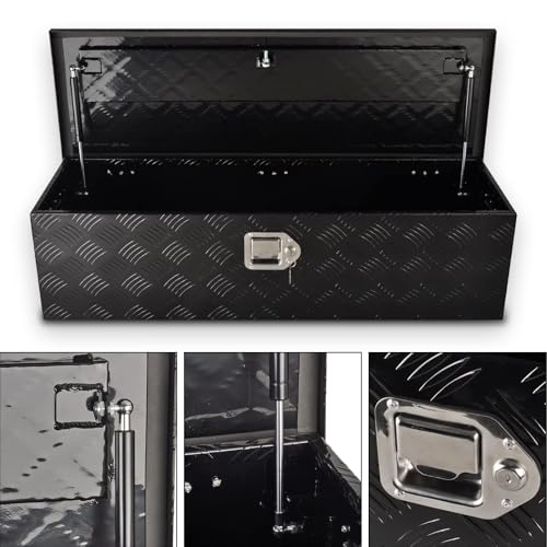 39" Aluminum Truck Bed Tool Box with Lock, Black(39"×13"×10") - color: Black, size: 39"x13"x10"