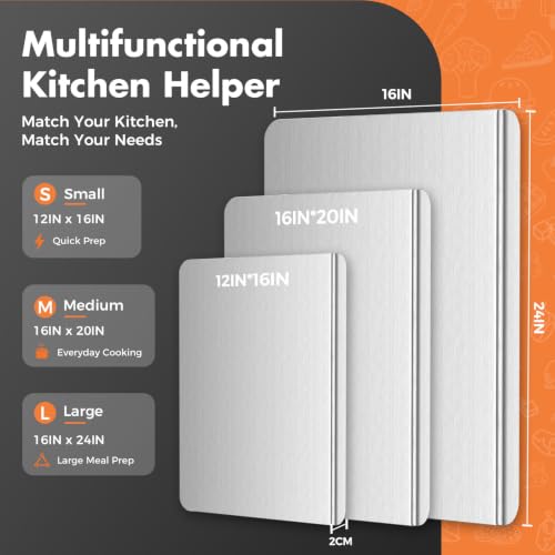 Titanium Cutting Boards for Kitchen, Double-sided non-toxic Pure Titanium Cutting Board, Dishwasher Safe Chopping & Kneading Board for Meat, Fruits, Vegetables & Baking,16 * 12 - size: 16"L x 12"W