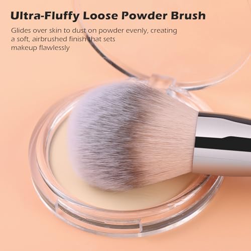 TEOYALL Dual-Ended Brush,Fluffy Setting Powder Brush for Loose Bronzer - style: S4