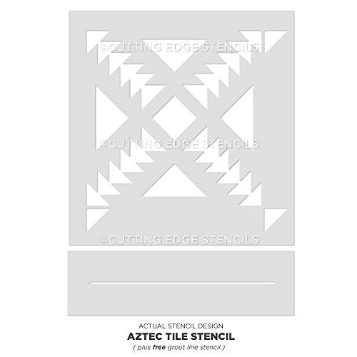 Aztec Tile Stencil - Tile Stencils for Painting Tile Floor - Reusable Tile Stencils for Linoleum and Cement Floors - Paint Your Old Tile and Save - Stencils for Painting Floors (Medium 8"x8") - size: Medium (8"x8")