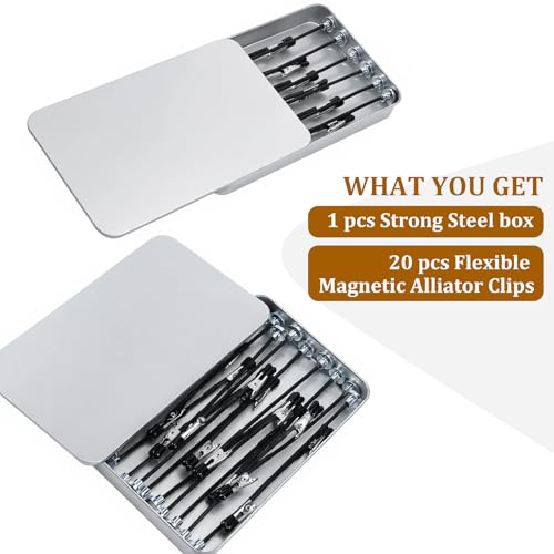 eZAKKA 20Pcs Magnetic Alligator Clip Painting Stand Base Kit for Model Kits - color: Silver, 1 Pack