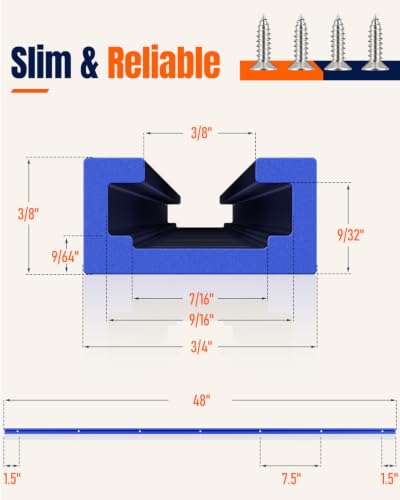 Vibit 4 Pcs 48" Aluminum T Track with Predrilled Mounting Holes & Screws - size: 4 PCS-48 Inch