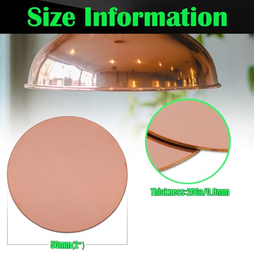 2" Copper Round Discs, 20 Gauge 0.8mm Thickness Pure Copper Round Plate T2 Metal Sheet Copper Circles for Crafts, Jewelry Making, Electrical DIY - 10 Pack - size: Dia:2", style: Thickness:20Ga/0.8mm