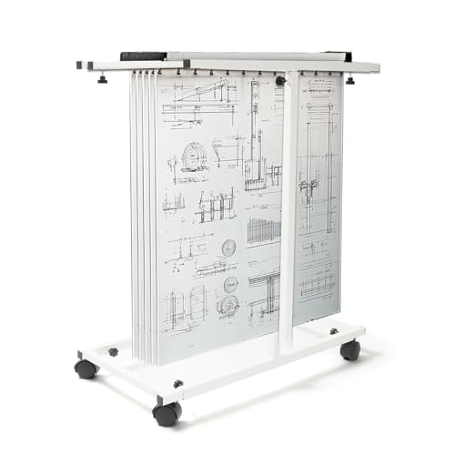 Mobile Blueprint Holder Rack Stand for for 30"/36"/42" Clamps - size: White