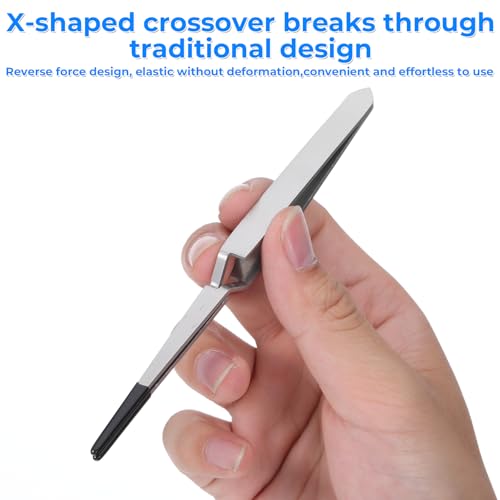 Reverse Tweezers for Crafting, 2 Pcs Reverse Tweezers with Silicone Tips