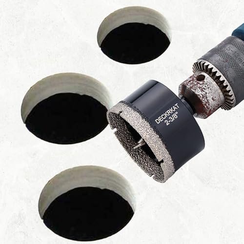 DECKRKAT 2-3/8"Diamond Hole-Saw Bits with Pilot Drill Bit Accurate Drilling for Porcelain Tile Ceramic Pottery Granite Stone Glass Bottles 60mm. - size: 2-3/8" X 1Pcs
