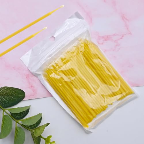 Saihisday Touch Up Paint Brushes for Automotive Paint Chip Repair Disposable Micro Applicators 2.5MM Yellow 100PCS - color: Yellow