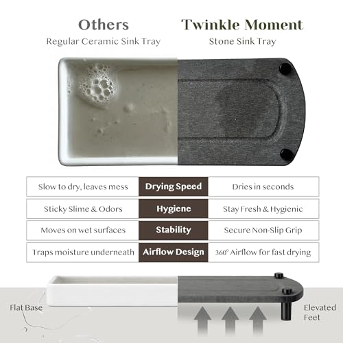 2PCS Absorbing Stone Soap Tray, Quick Dry Diatomaceous Earth Drying Rack - color: Dark Gray