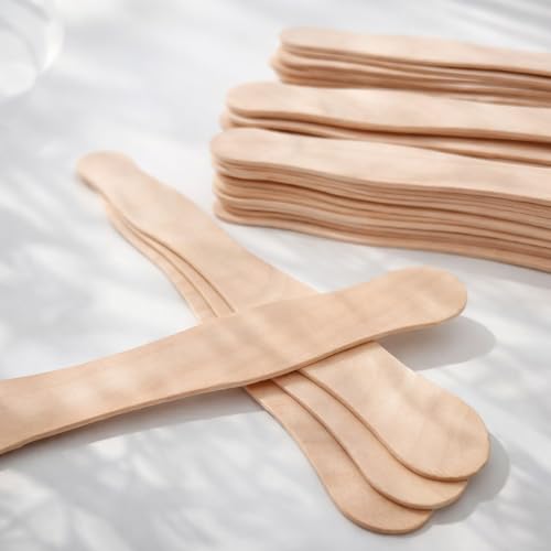 50 Pack 20cm Wavy Craft Sticks, Large Wooden Popsicle Sticks, Fan Handles for DIY Crafts, Wedding Programs and Paint Mixing