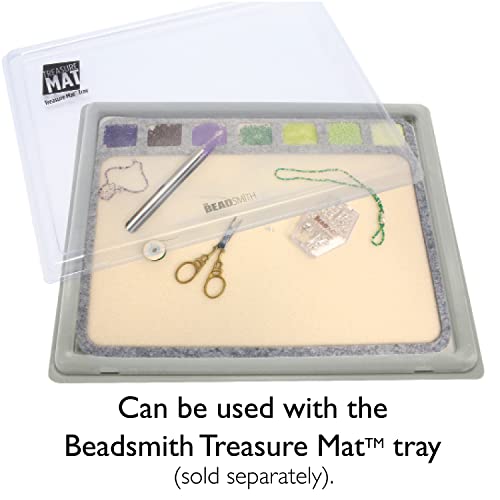 The Beadsmith Seed Bead Treasure Mat – 14” x 11” (35.6 x 27.9cm) – Soft Surface, 7 Compartments, Raised Border – Perfect for Working on Seed Bead Projects, Beading, Jewelry Making and DIY Hobbies - size: 14" X 11"