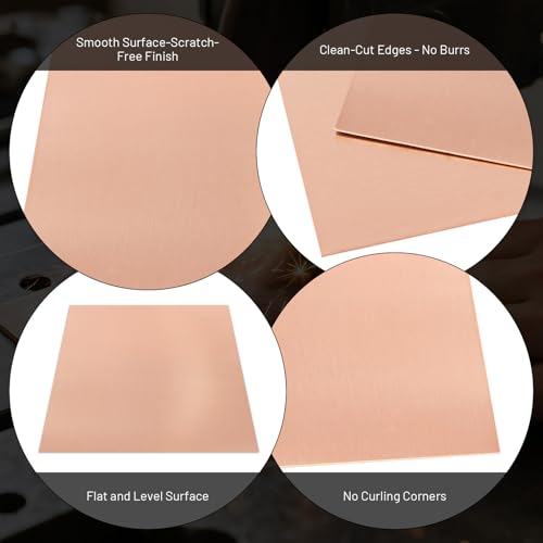 2 Pcs 99.9%+ Pure Copper Sheets, 4" x 4", 18 Gauge Thickness Copper Plates - size: 4" x 4", 18 Gauge