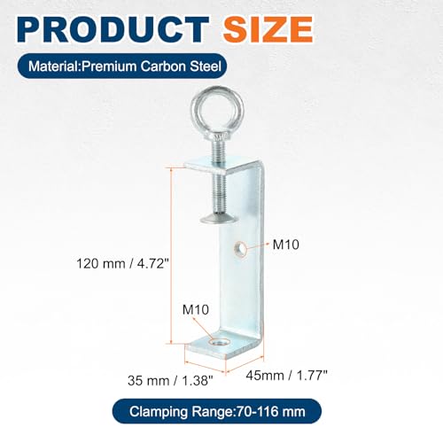 HARFINGTON Carbon Steel C Clamps, 120mm Square Galvanized Mini Tiger Clamp - size: 120mm