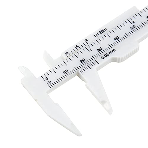 10pcs Plastic Vernier Caliper Mini Plastic Caliper Double Scale Measuring Tool for Jewelry Eyebrow Stencil 0-80mm/0-3.15 Inch White
