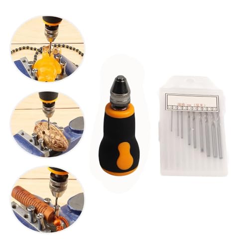 10 Pcs Micro Pin Vise Hand Drill Bits Set 0.8-3.0mm Carbon Steel Drill Non-Slip Grip Mini Tool for Woodworking Craft