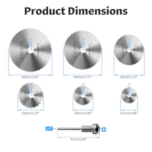 7 Pcs HSS Saw Blades Cutting Wheel Set, 3.17mm Mandrel - style: HSS 6+1