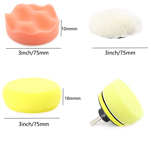 104PCS Car Headlight Restoration Kit - 3Inch Sanding Discs, Wool & Sponge Buffing Pads, Interface Pad for Car Washing, Cleaning, Waxing - style: 3inch-104pcs