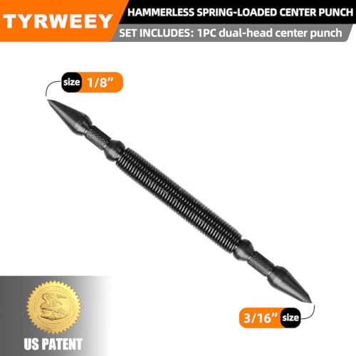 Hammerless Spring Loaded Center Punch Dual Head 1/8-in, 3/16-in - size: 1/8 & 3/16 Center Punch -1pc