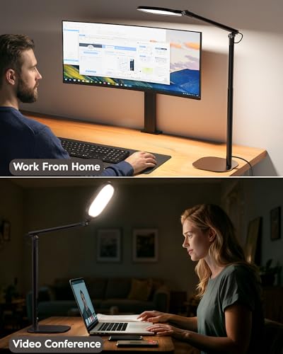 LitONES Tall LED Desk Lamps Home Office, Edge-Lit Eye-Care, 50 Light Modes - size: Black 1Pack