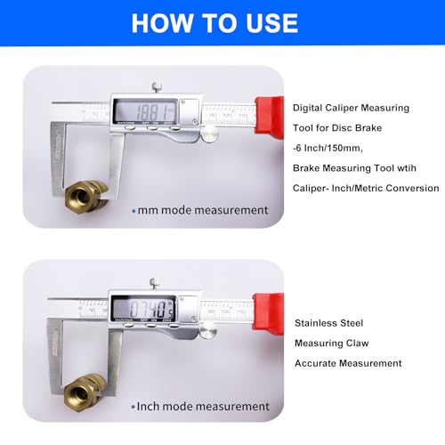 GODESON Disc Brake Rotor Micrometer,Digital Caliper Measuring Tool for Disc Brake-6 Inch/150mm,Brake Measuring Tool wtih Caliper- Inch/Metric Conversion, Brake Caliper with Stainless Steel