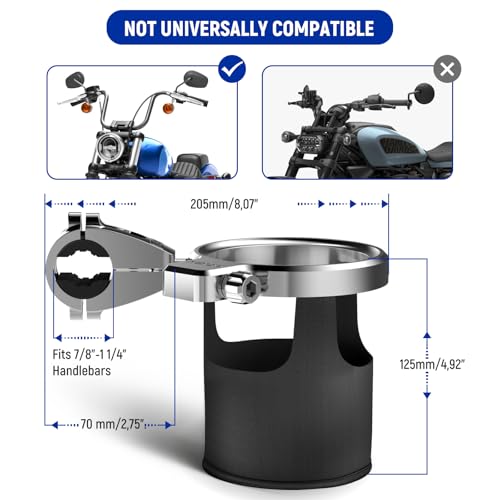 LEXIN C4 Extra Large Motorcycle Cup Holder, 32oz, 360° Swivel Mount, Chrome - color: C4-Chrome