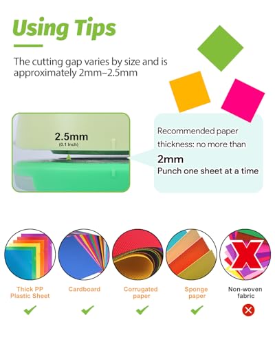 UCEC 3 Pack Square Craft Hole Punch 2, 1.5 and 1 Inch Square Paper Punch - size: 1 in, 1.5 in, 2 in Set