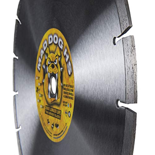 Delta Diamond Mad Dog HS 14 Inch Segmented Diamond Saw Blade, .125 X 20mm Arbor, Made in USA, Premium, Wet/Dry, Laser-Welded, General Purpose Cutting Concrete, Masonry, Stone (14") - size: 14 Inch x 20MM Arbor
