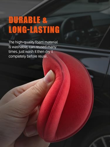 SPTA 10Pcs Foam Wax Applicator Pads, 4inch Hand Wax Pad(Red), Soft Car Detailing Sponges,Supreme Shine Pad, for Car Cleaning, for Car Detail Cleaning, Waxing pad - color: 10pcs Foam Applicator Pads 3