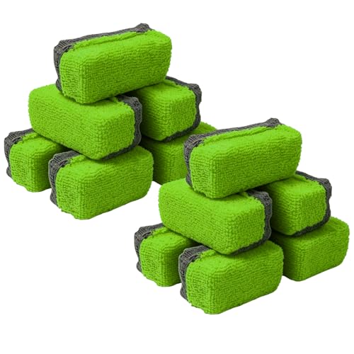 12 PCS Ceramic Coating Applicator Sponge, Microfiber Car Detailing Applicators Sponge Pads, Universal Automotive Sponges Applicator for Wax Sealant Paint Application (Green & Dark Gray) - color: Green & Dark Gray