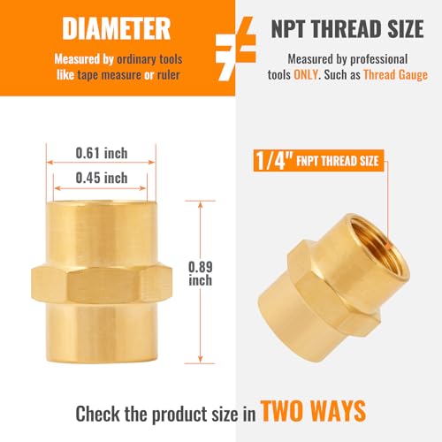 SUNGATOR 1/4" NPT Female Brass Pipe Fitting, Hex Coupling Adapter, 2-Pack - style: 2PCS 1/4" NPT Female