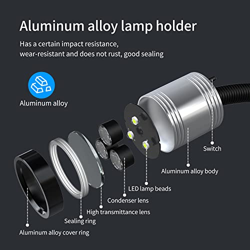 Flexible Work Light, Led Machine Light, Led Flexible Gooseneck Light 900 Lumens with 20inch Flexible Gooseneck 120 Volt for Lathe Workbench Bandsaw and Machine Tool - style: 60F Magnetic Light