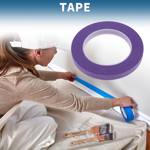 Painters Tape Easy Removal 0.5 Inches x 52.5 Yards Purple - color: Purple, size: 0.5 Inches x 52.5 Yards