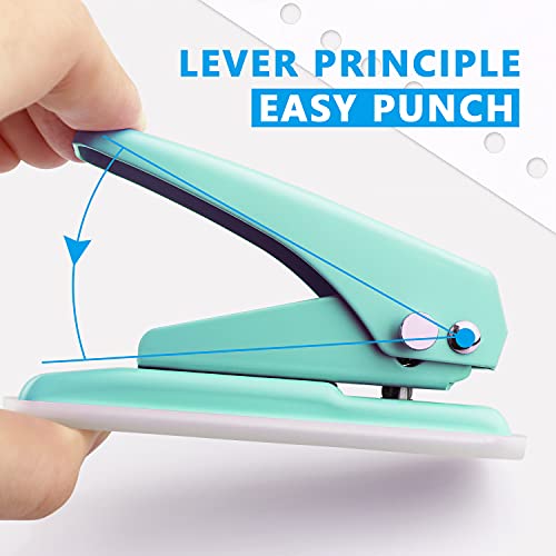 Single Hole Puncher, 1/4" Hole, 20 Sheet Capacity, Green, 1 Pack - color: Green