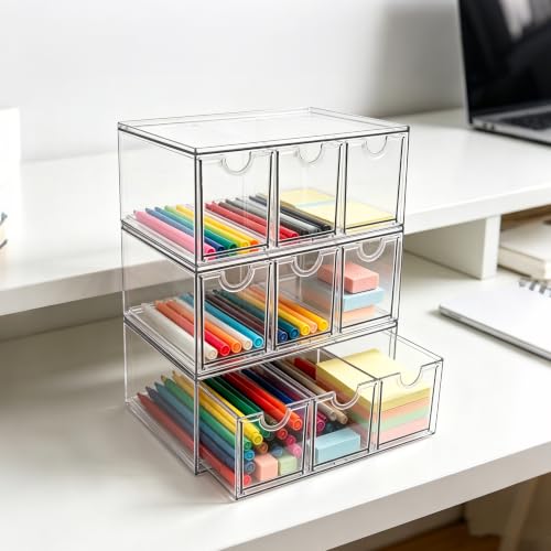 Prsildan Craft Art Supply Organizer Stackable Storage Drawer with 9 Drawers - size: Stackable-9 Drawers