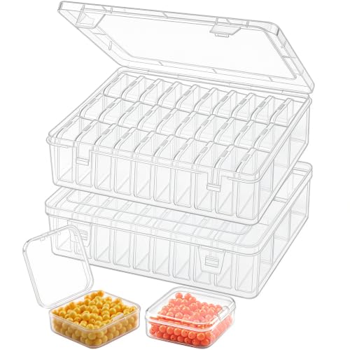 2-Pack Clear Plastic Bead Organizer Box 8.8x6.7x2.4