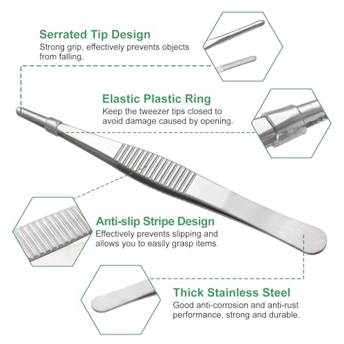 HARFINGTON Stainless Steel 4.9" Tip Multi-Purpose Tong Silver - size: 4.9 x 0.4 x 0.06 inch
