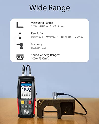 Wintact Digital Ultrasonic Thickness Gauge, Range 0.039 to 11.81 in