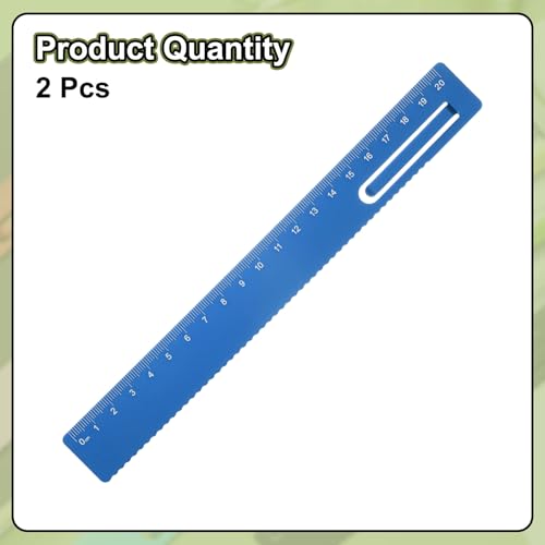 HARFINGTON 2pcs Straight Ruler 20cm Metric Metal Aluminum Alloy Measuring Bookmark Clip Rulers Scale Tool for Measure Study Reading Classroom Office, Blue - color: Blue, size: 20cm
