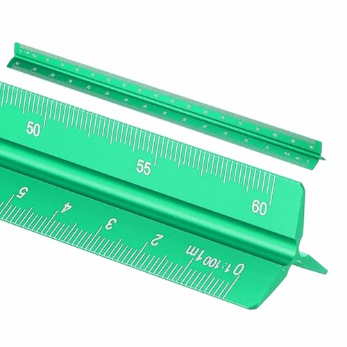 HARFINGTON Architectural Scale Ruler 12" Metric Aluminum Alloy Large Green - color: Green, size: 12 Inch