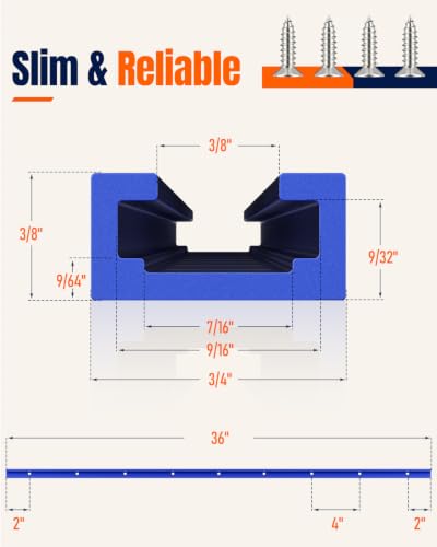 Vibit 4 Pcs 36" Aluminum T Track with Predrilled Mounting Holes & Screws - size: 4 PCS-36 Inch