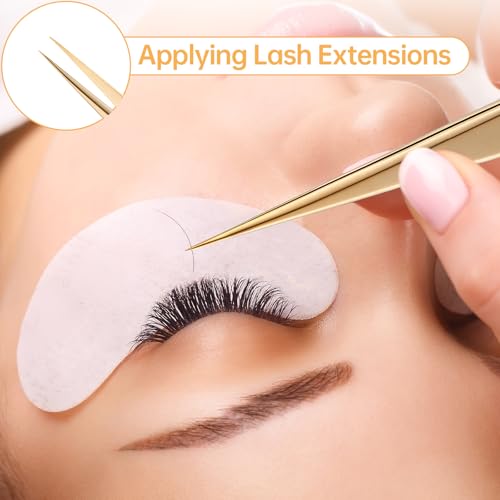 MGER Precision Isolation Eyelash Tweezers - Pointed for Extensions, Gold - size: Straight Tweezers
