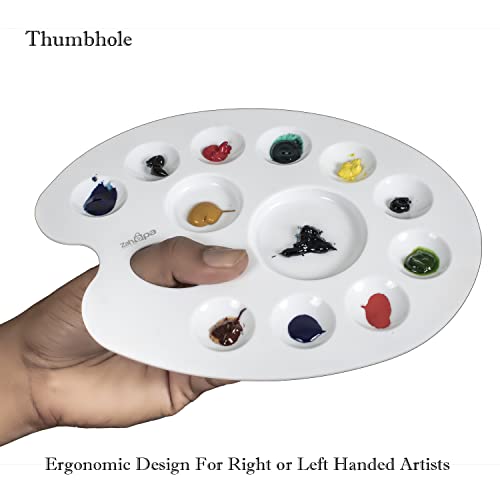Zahepa Oval Paint Tray Palette with Thumb Hole, 12 Compartments, Watercolor - style: Oval - 12 Compartments