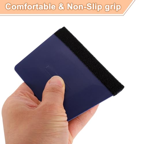 HARFINGTON 3pcs Vinyl Squeegee, Felt Edge Vinyl Wrap Decal Squeegee Tool, 4-Inch Car Vinyl Film Scraper Plastic Squeegee for Car Wrap, Sign Making, Window, Blue, Trapezoidal - color: Blue