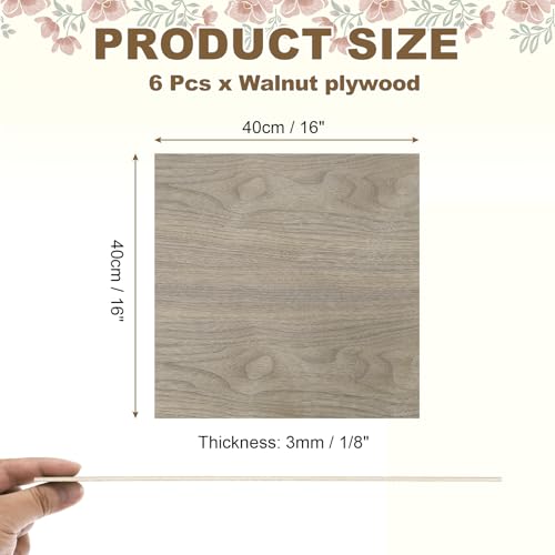 MECCANIXITY 6PCS Walnut Plywood Sheets,16 x 16 x 1/8 Inch Unfinished Wood Board Lightweight/Durable Wood Panels for Laser Cutting & Engraving,Crafts,Painting, Aircraft Model - size: 16 x 16 x 1/8 Inch